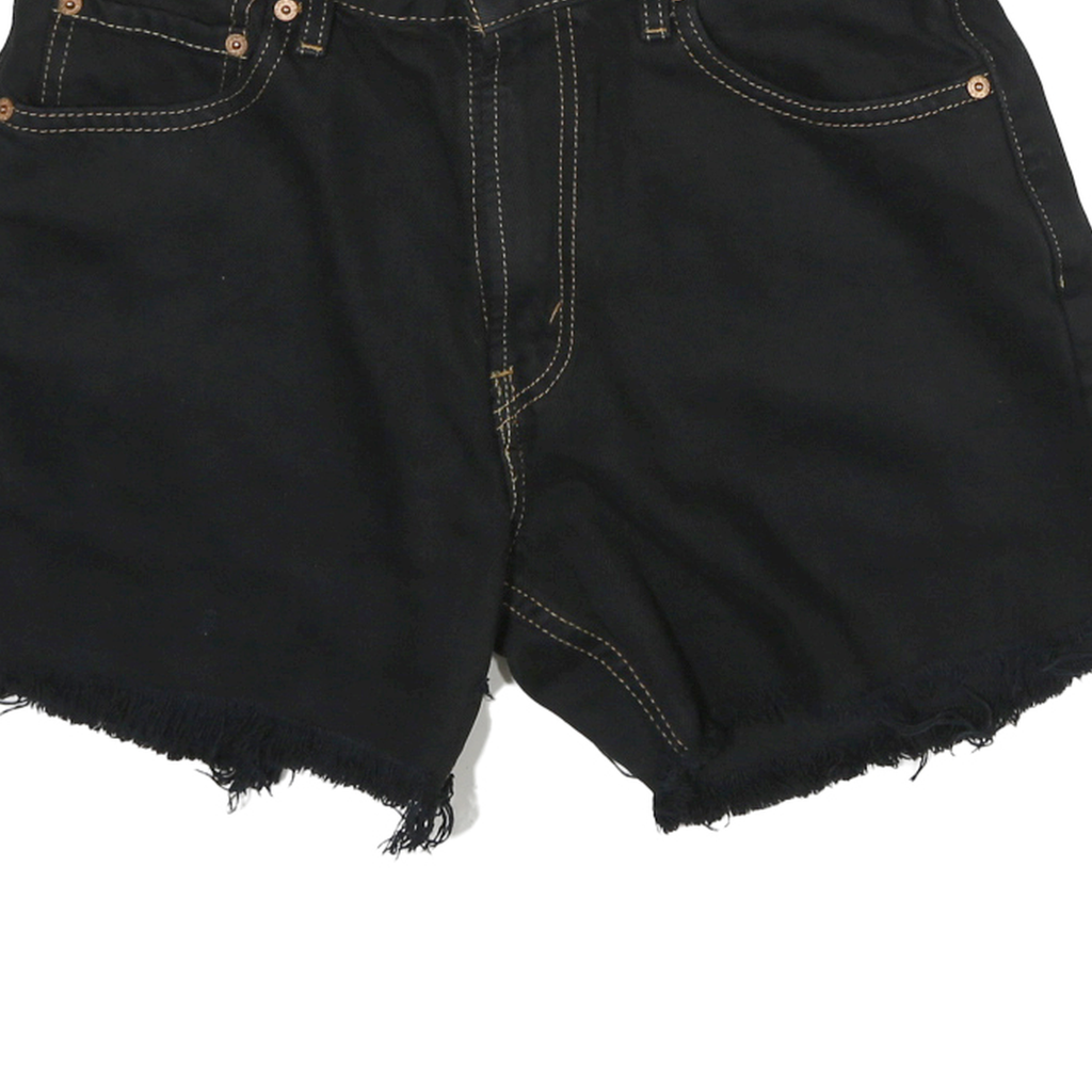 LEVI'S Mens Black Denim Cut-Off Shorts L W30 Relaxed Fit Casual Summer Style