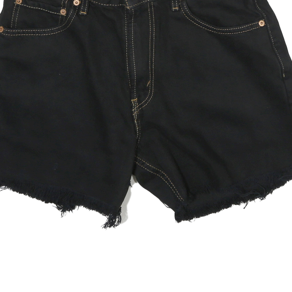 LEVI'S Mens Black Denim Cut-Off Shorts L W30 Relaxed Fit Casual Summer Style
