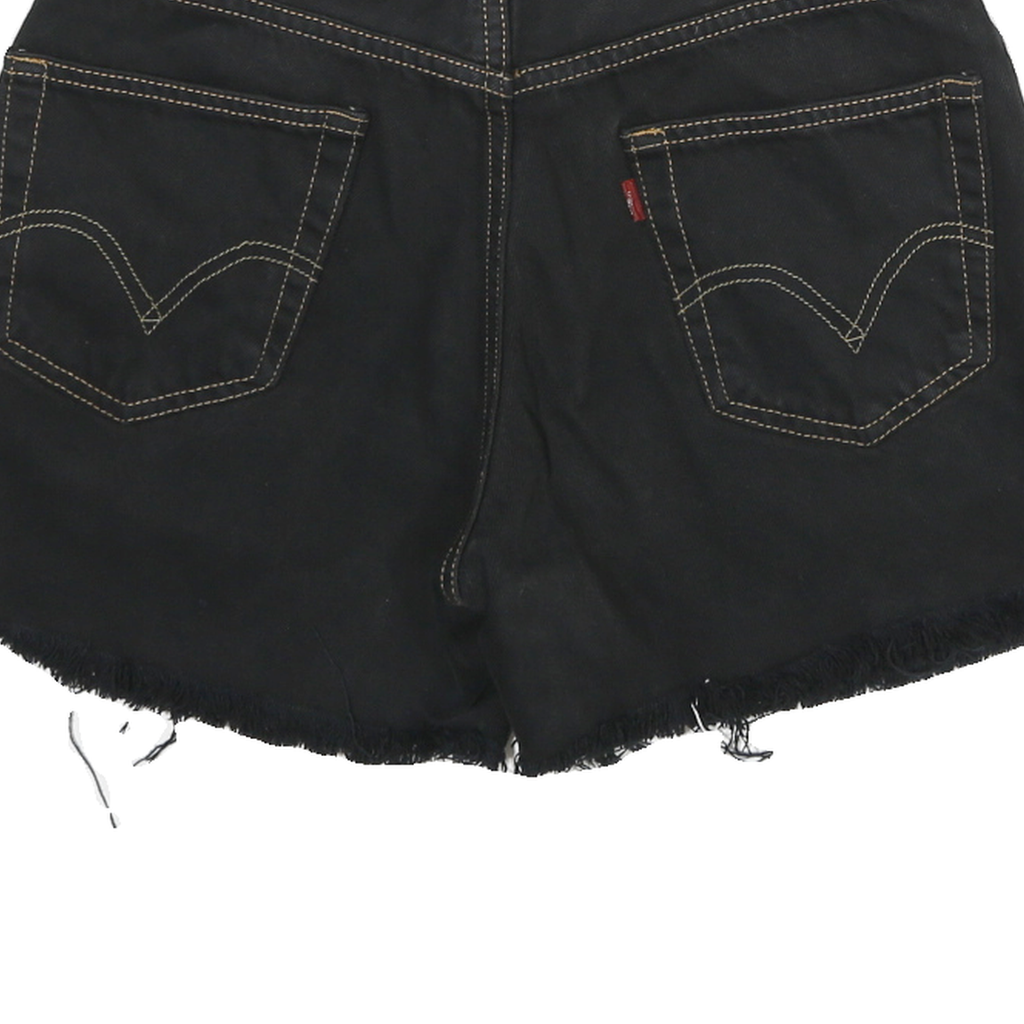 LEVI'S Mens Black Denim Cut-Off Shorts L W30 Relaxed Fit Casual Summer Style