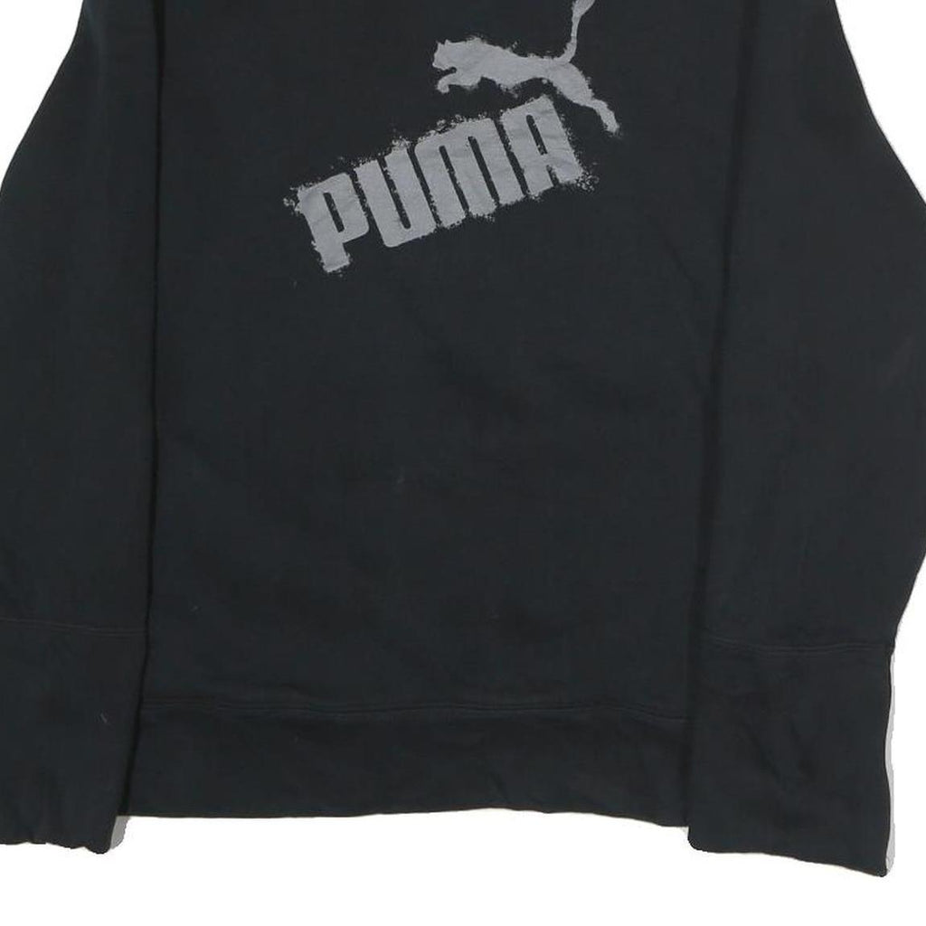PUMA Womens Black Cotton Crew Neck Sweatshirt UK 12 Logo Print Pullover