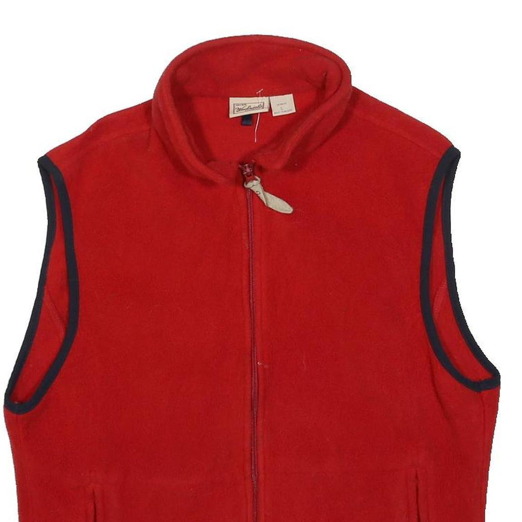 WOOLRICH Womens Red & Navy Fleece Zip Jacket L Casual Outdoor Warm Sleeveless