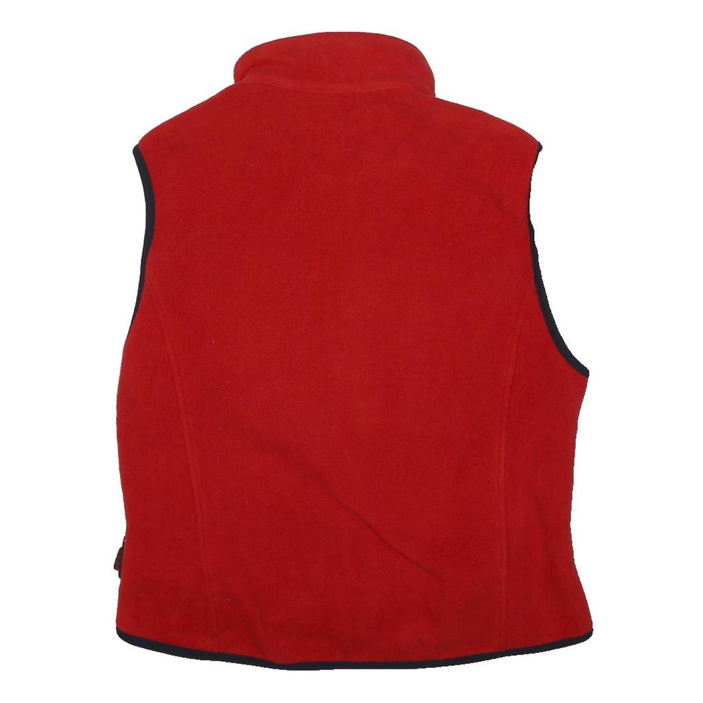 WOOLRICH Womens Red & Navy Fleece Zip Jacket L Casual Outdoor Warm Sleeveless