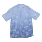 BATIK BAY Mens Blue Rayon Palm Tree Pattern Shirt M Casual Lightweight Summer