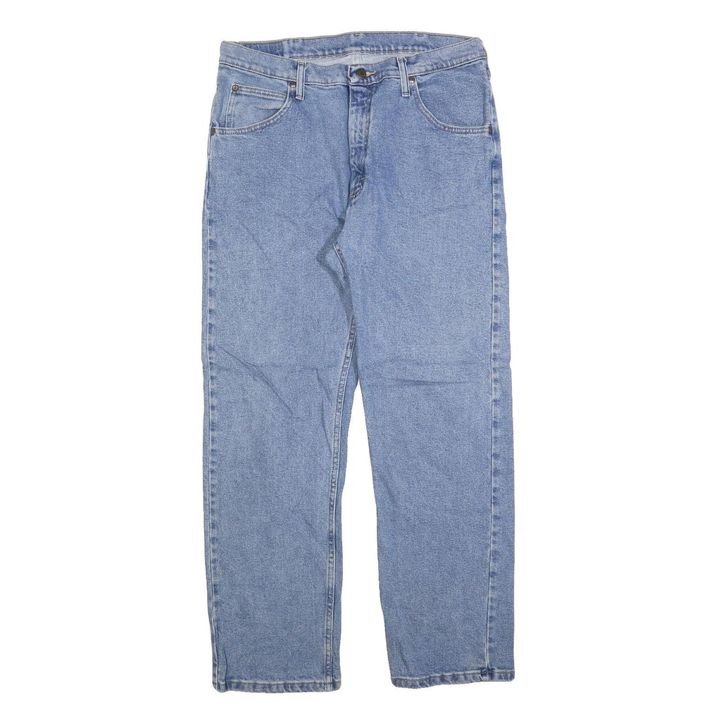 WRANGLER Mens Jeans Blue Regular Straight Denim Medium W34 L30 Cotton Blend Zip