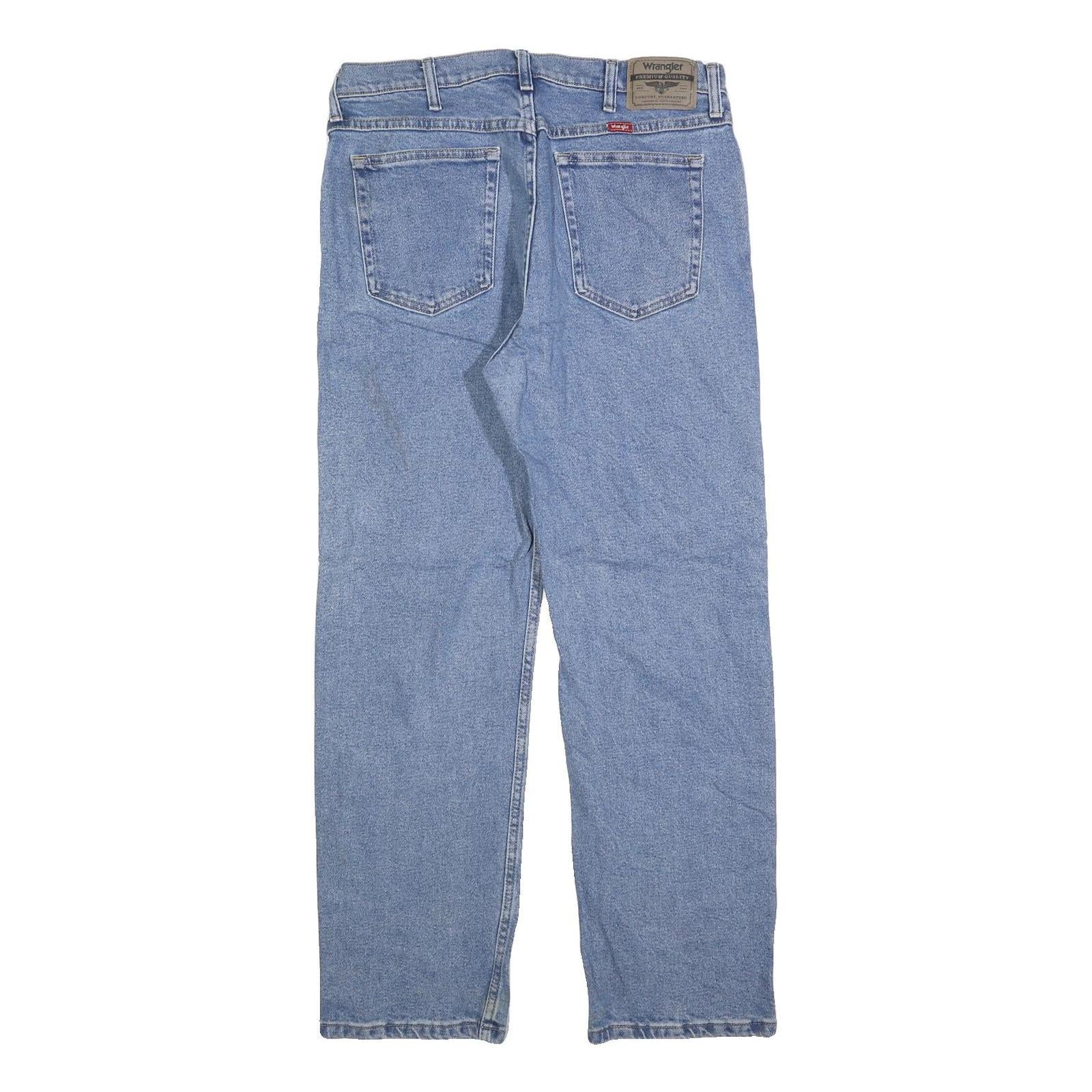 WRANGLER Mens Jeans Blue Regular Straight Denim Medium W34 L30 Cotton Blend Zip