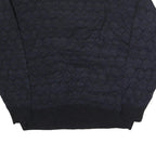 TOWN CRAFT Mens Navy & Black Patterned Wool Jumper Crew Neck Chunky Knit L