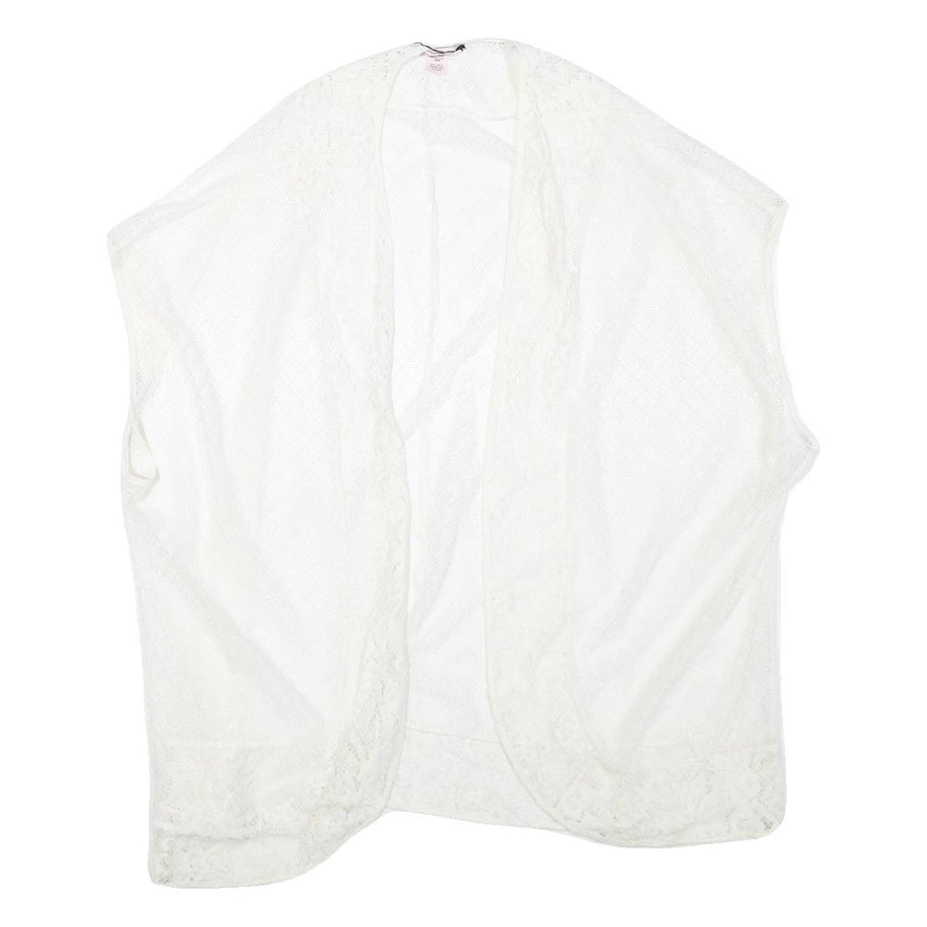 VICTORIA'S SECRET Womens White Lace Open Front Sleeveless Top M Lightweight