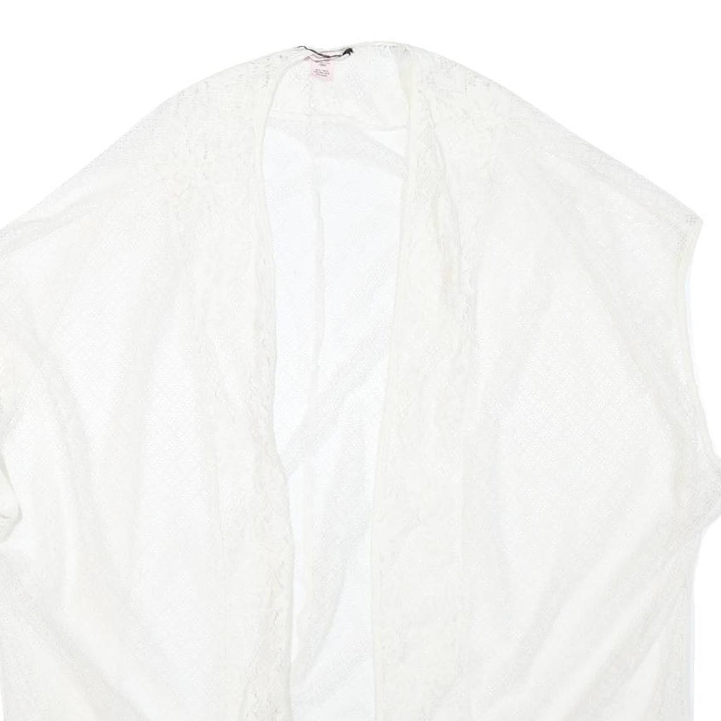 VICTORIA'S SECRET Womens White Lace Open Front Sleeveless Top M Lightweight