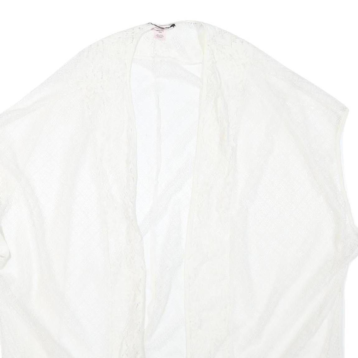 VICTORIA'S SECRET Womens White Lace Open Front Sleeveless Top M Lightweight