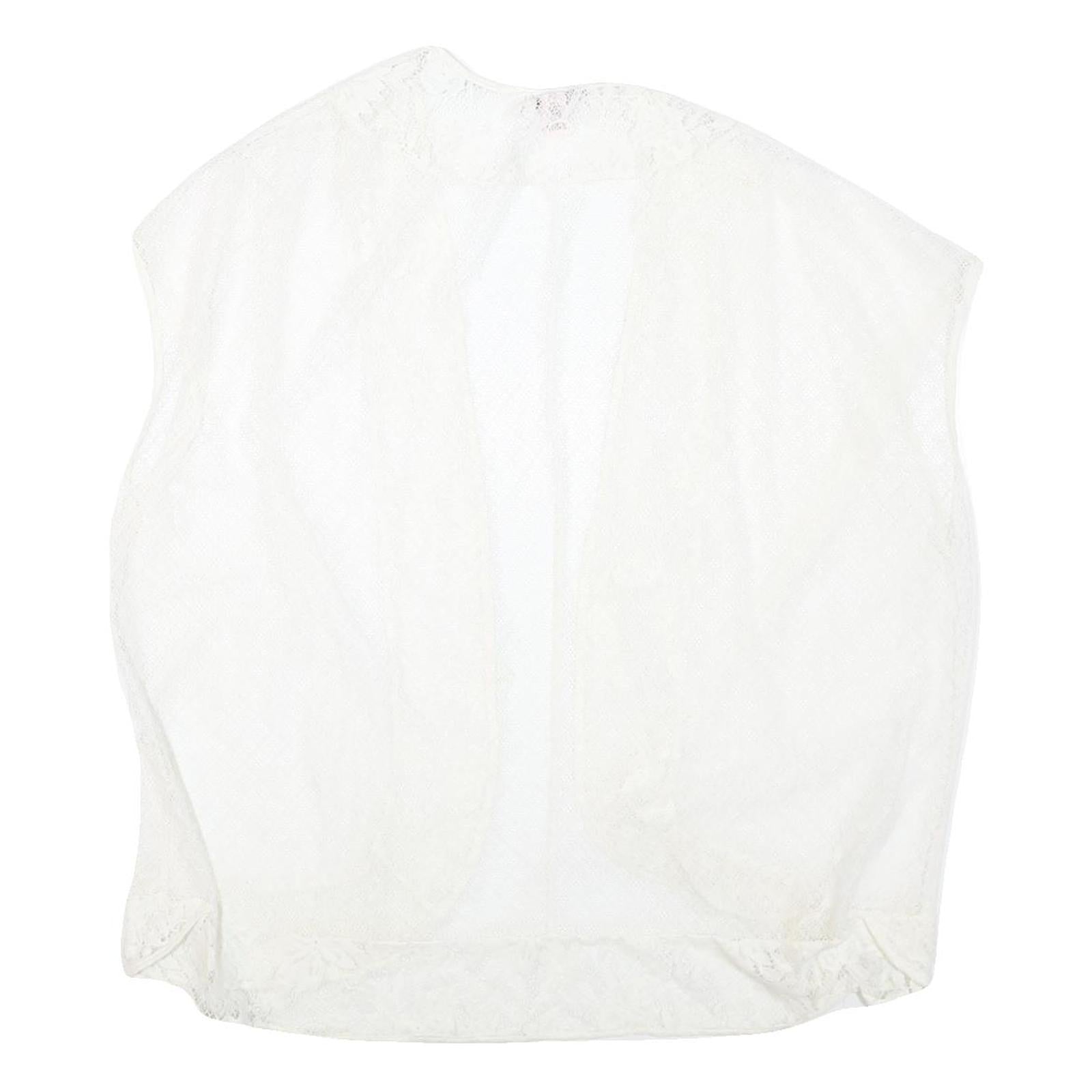 VICTORIA'S SECRET Womens White Lace Open Front Sleeveless Top M Lightweight