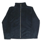 Womens Black Polyester Blend Plain Zip Jacket M Cozy Lightweight Casual