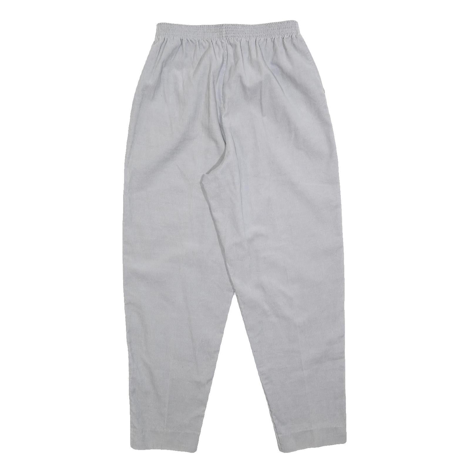 SEASON TICKET Womens Cotton Blend Light Grey Relaxed Straight Trousers W26 L28