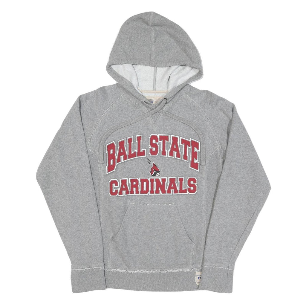 RUSSELL ATHLETICS Mens Grey Ball State Cardinals Hoodie S Cotton Pullover