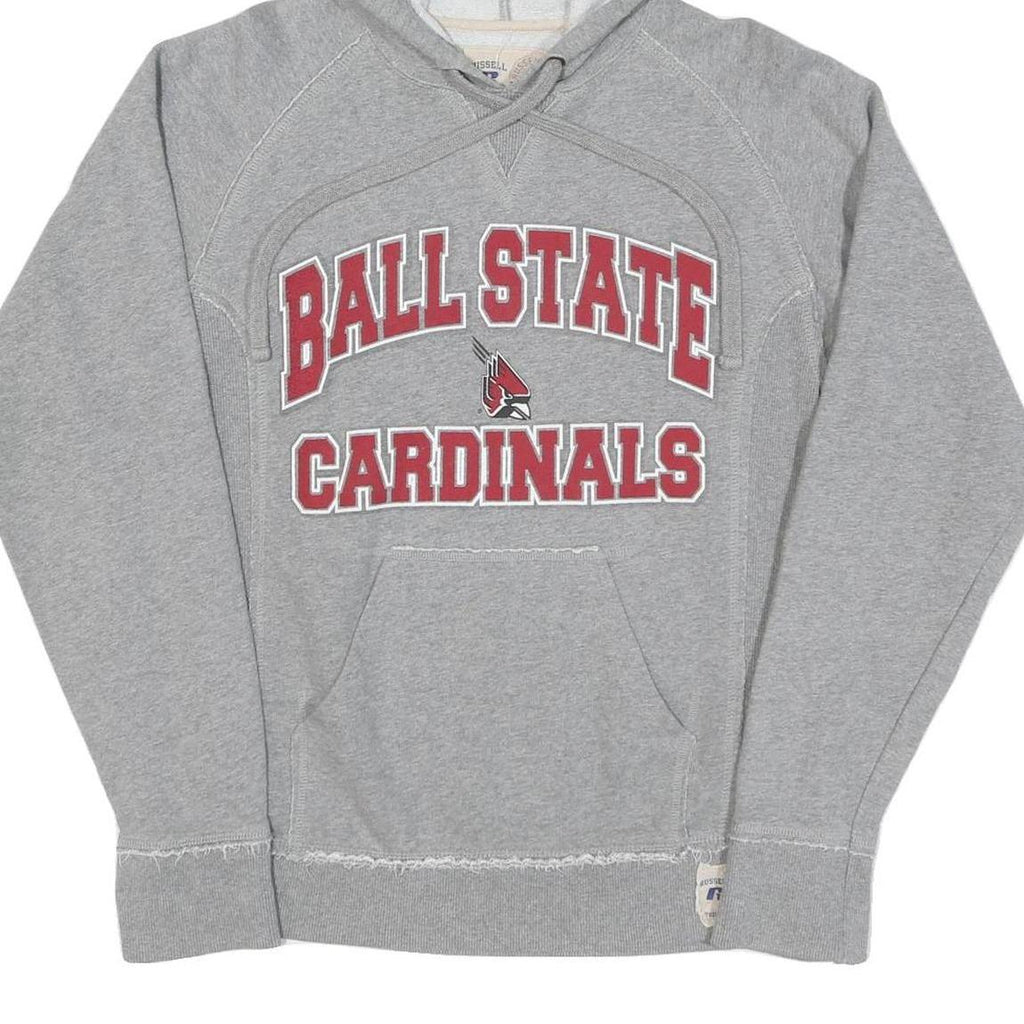RUSSELL ATHLETICS Mens Grey Ball State Cardinals Hoodie S Cotton Pullover