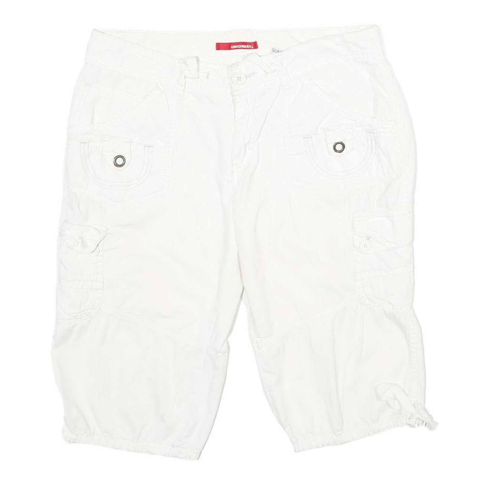 UNION BAY Womens Shorts White Casual Cargo L W32 Cotton Summer
