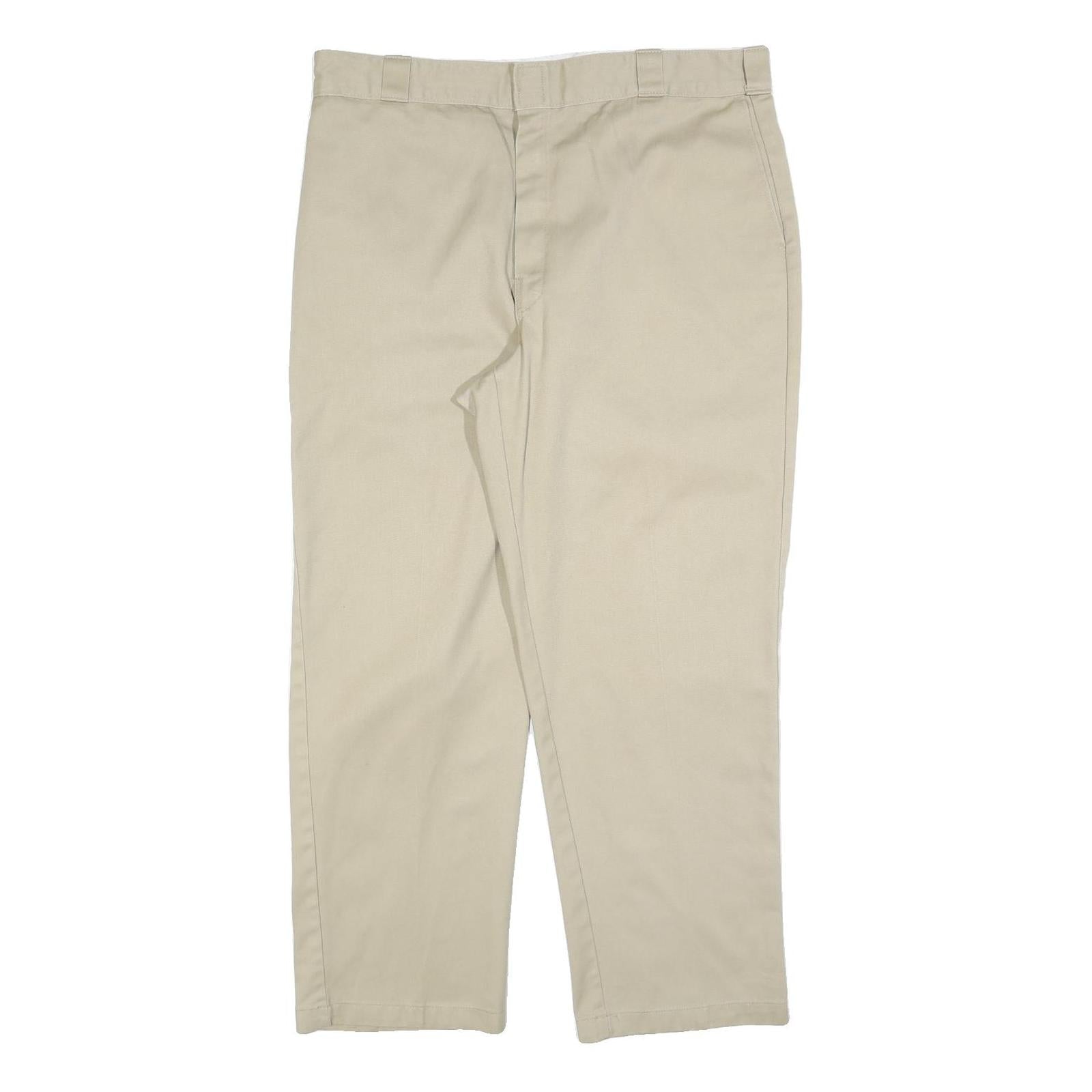 DICKIES Mens Regular Fit Beige Cotton Blend Trousers W38 L30 Workwear Zip