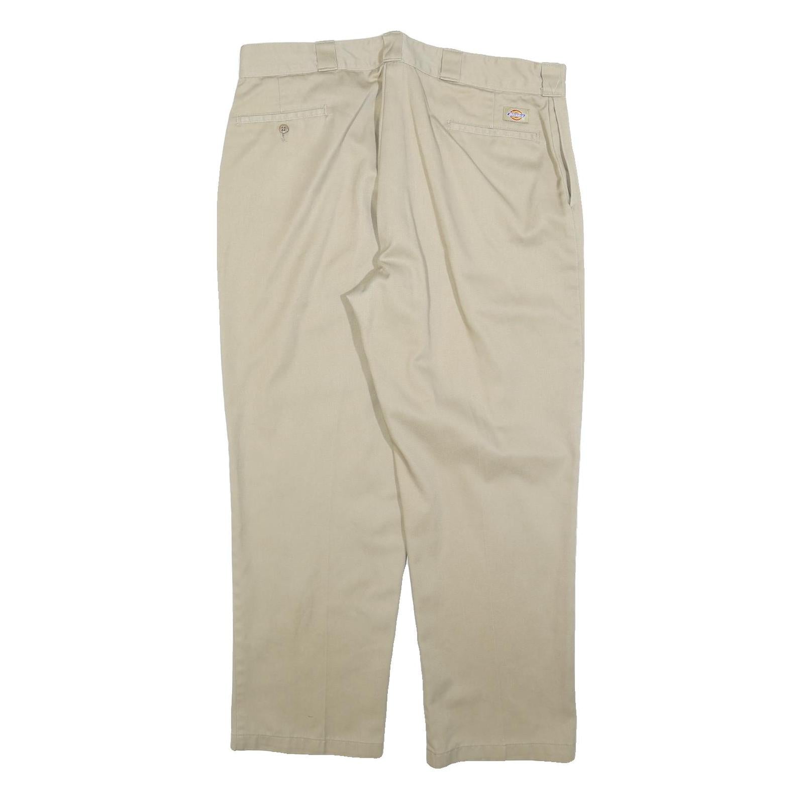 DICKIES Mens Regular Fit Beige Cotton Blend Trousers W38 L30 Workwear Zip