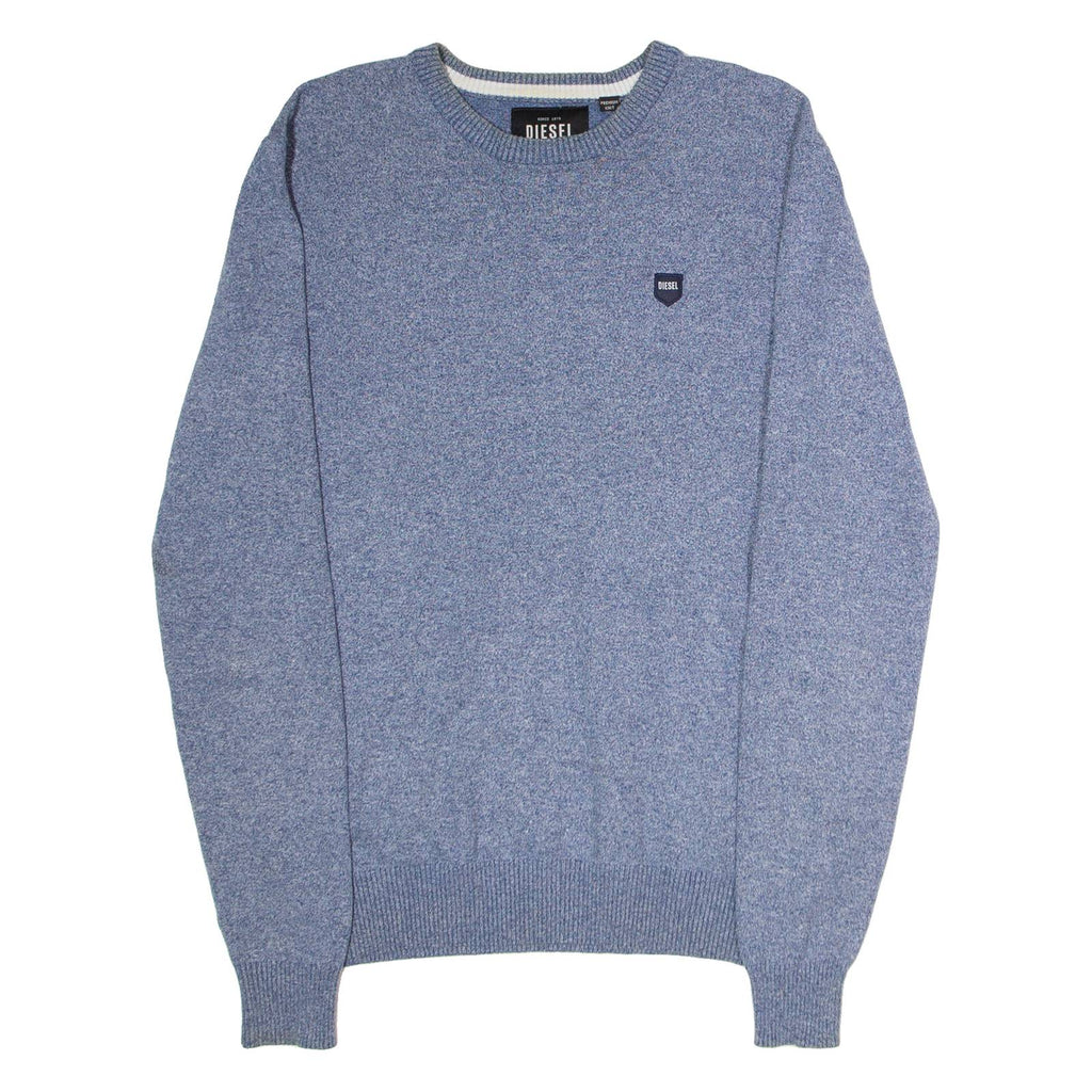 DIESEL Mens Jumper Blue Crew Neck Tight Knit S