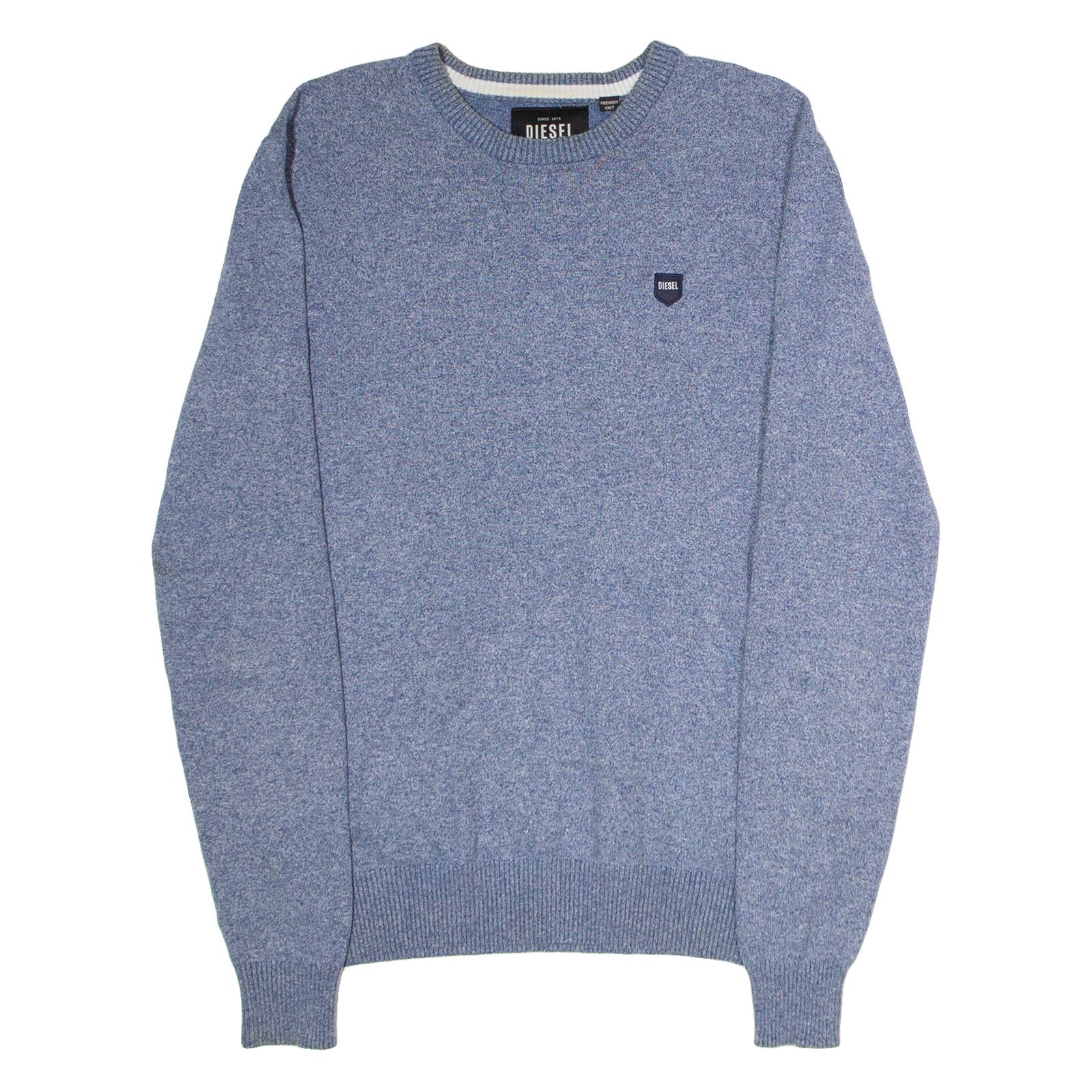 DIESEL Mens Jumper Blue Crew Neck Tight Knit S