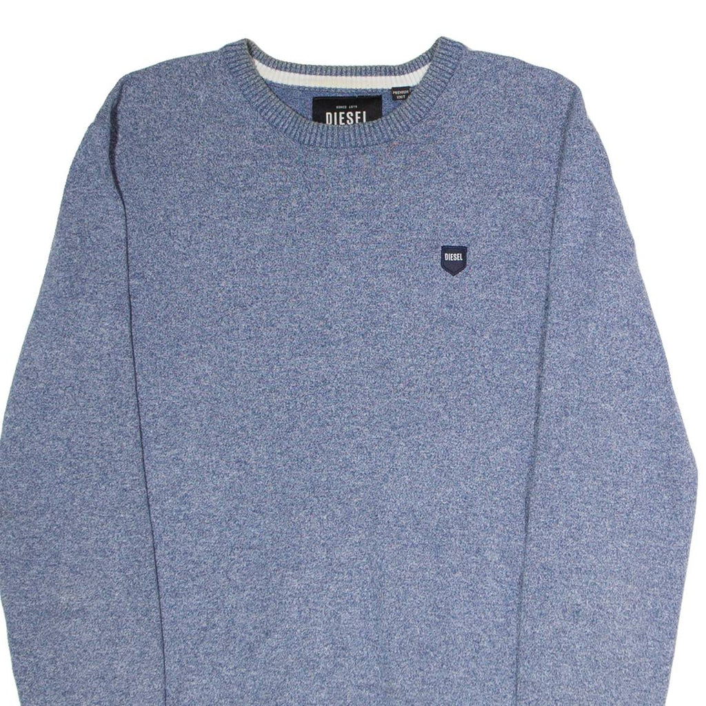 DIESEL Mens Jumper Blue Crew Neck Tight Knit S
