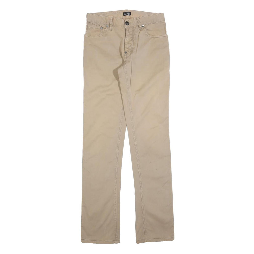 GAUDI Womens Cotton Slim Beige Trousers W28 L34 Button Closure Regular Leg
