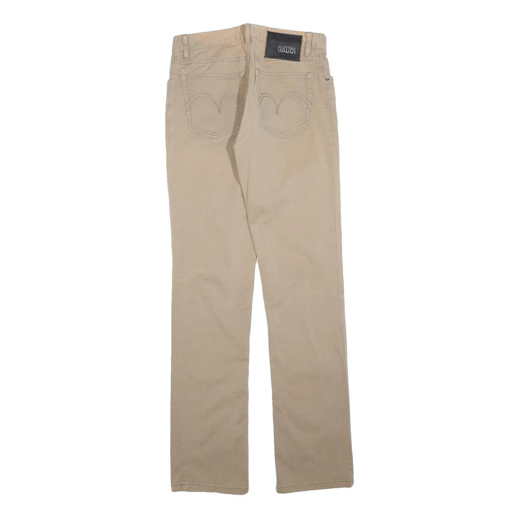 GAUDI Womens Cotton Slim Beige Trousers W28 L34 Button Closure Regular Leg
