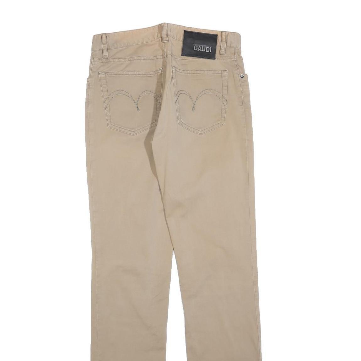 GAUDI Womens Cotton Slim Beige Trousers W28 L34 Button Closure Regular Leg