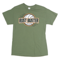 GILDAN Mens Green Rust Buster Graphic T-Shirt M Short Sleeve Crew Neck Cotton