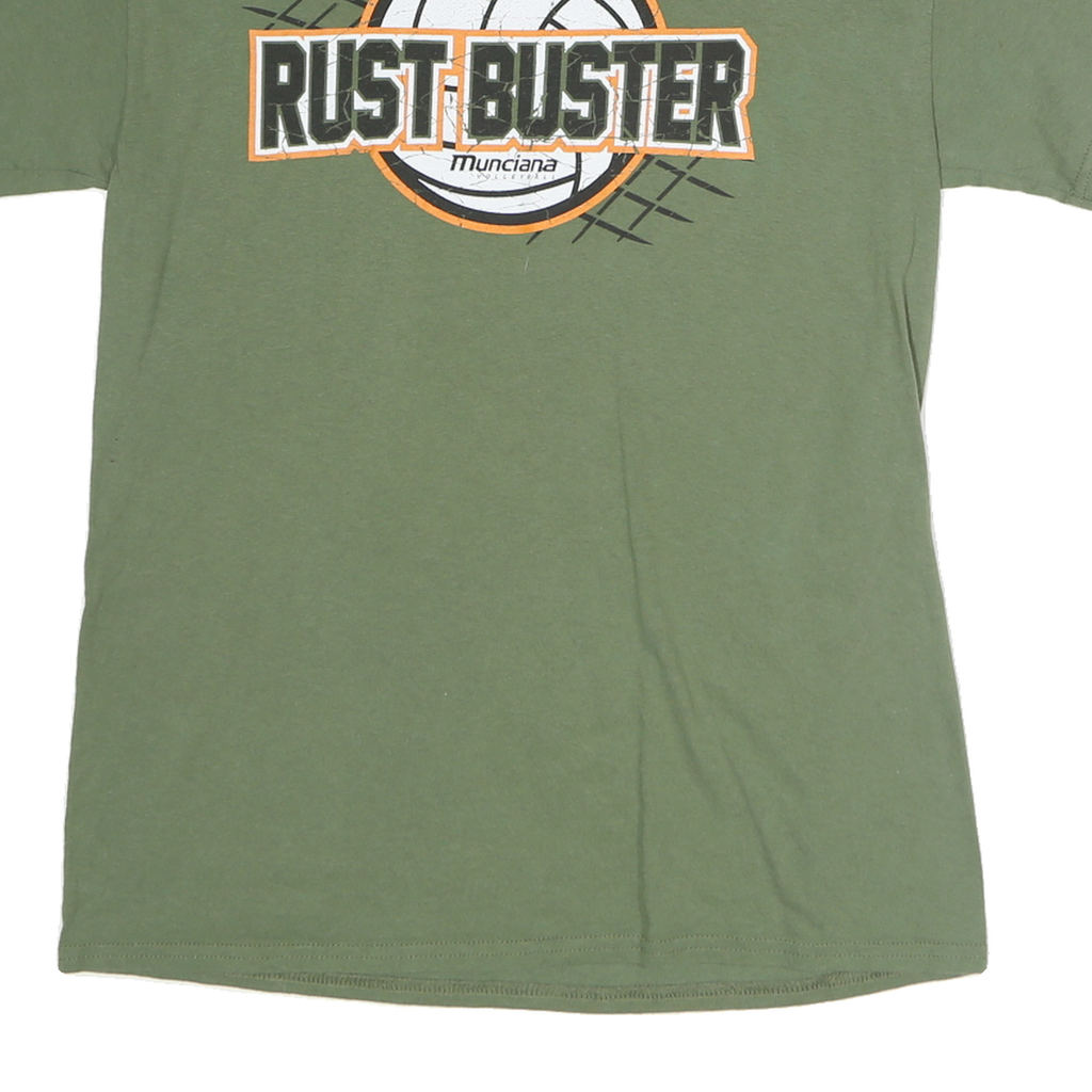 GILDAN Mens Green Rust Buster Graphic T-Shirt M Short Sleeve Crew Neck Cotton
