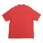 Womens Red Cotton Blend Shirt Short Sleeve Collar M Button Pocket Casual