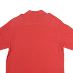 Womens Red Cotton Blend Shirt Short Sleeve Collar M Button Pocket Casual