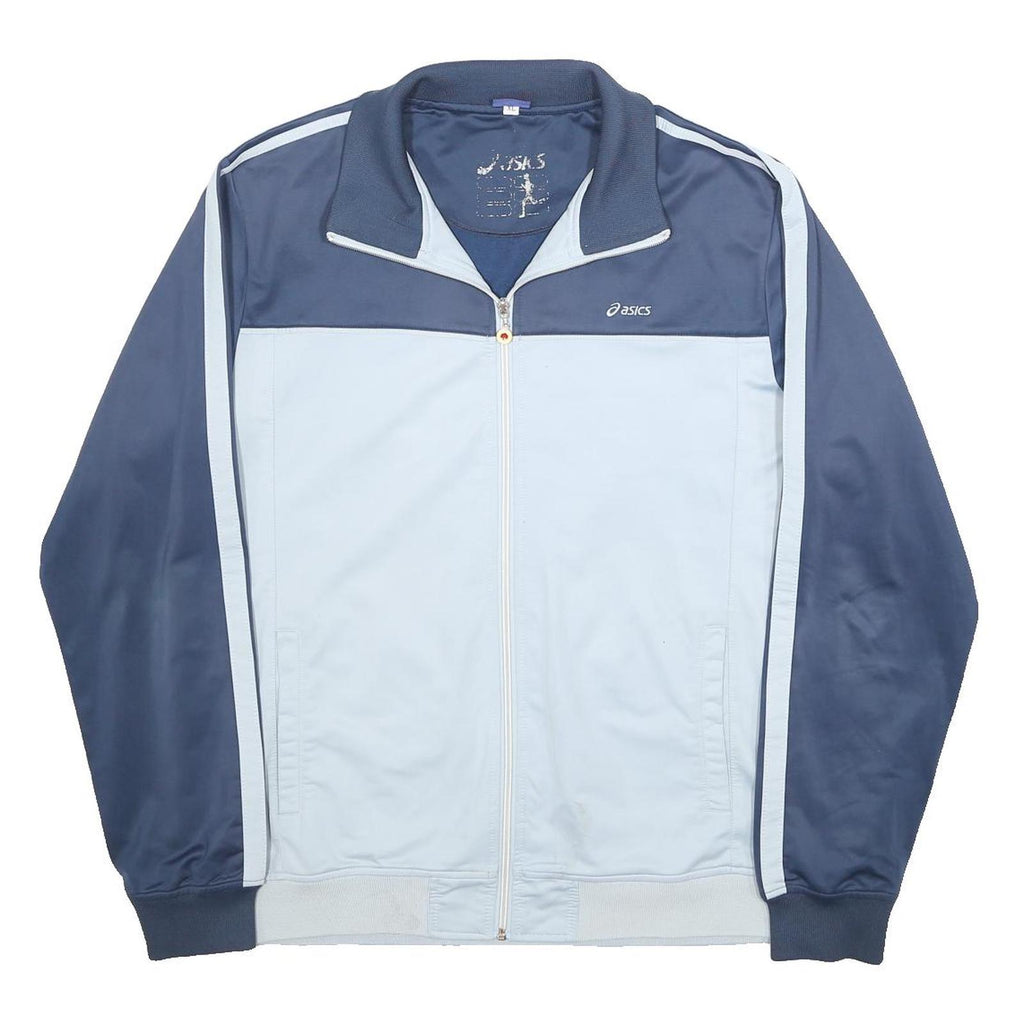 ASICS Mens Blue & Light Blue Jacket XL Polyester Zip Sportswear Track Casual
