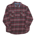 JACHS Mens Red & Grey Plaid Cotton Shirt L Button Pocket Casual Wear