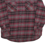 JACHS Mens Red & Grey Plaid Cotton Shirt L Button Pocket Casual Wear