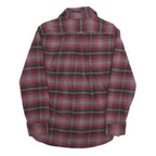 JACHS Mens Red & Grey Plaid Cotton Shirt L Button Pocket Casual Wear