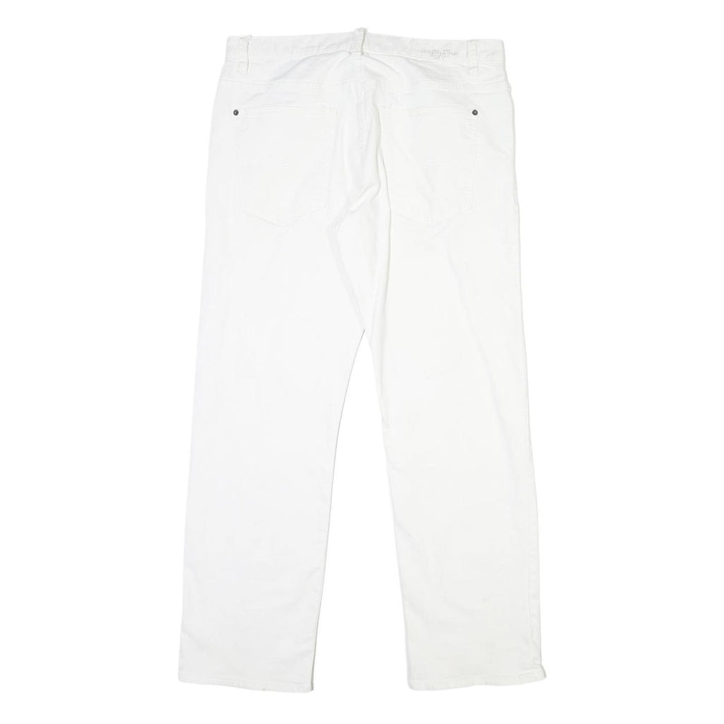 Calvin Klein Mens Jeans White Regular Straight Denim W35 L30 Casual Button