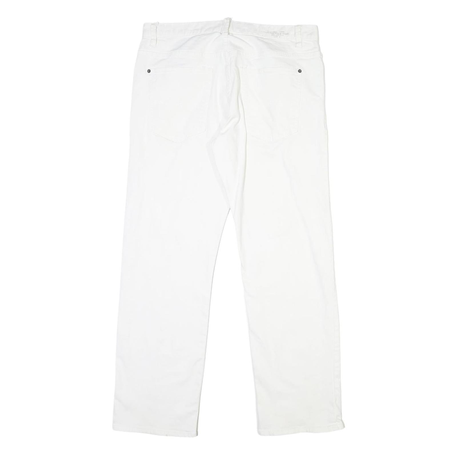 Calvin Klein Mens Jeans White Regular Straight Denim W35 L30 Casual Button