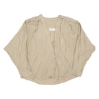 Womens Printed Blouse Green V-Neck Long Sleeve Spotted M