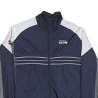 NFL Mens Blue & Grey Zip Jacket L Polyester Blend Striped Sports Team Casual