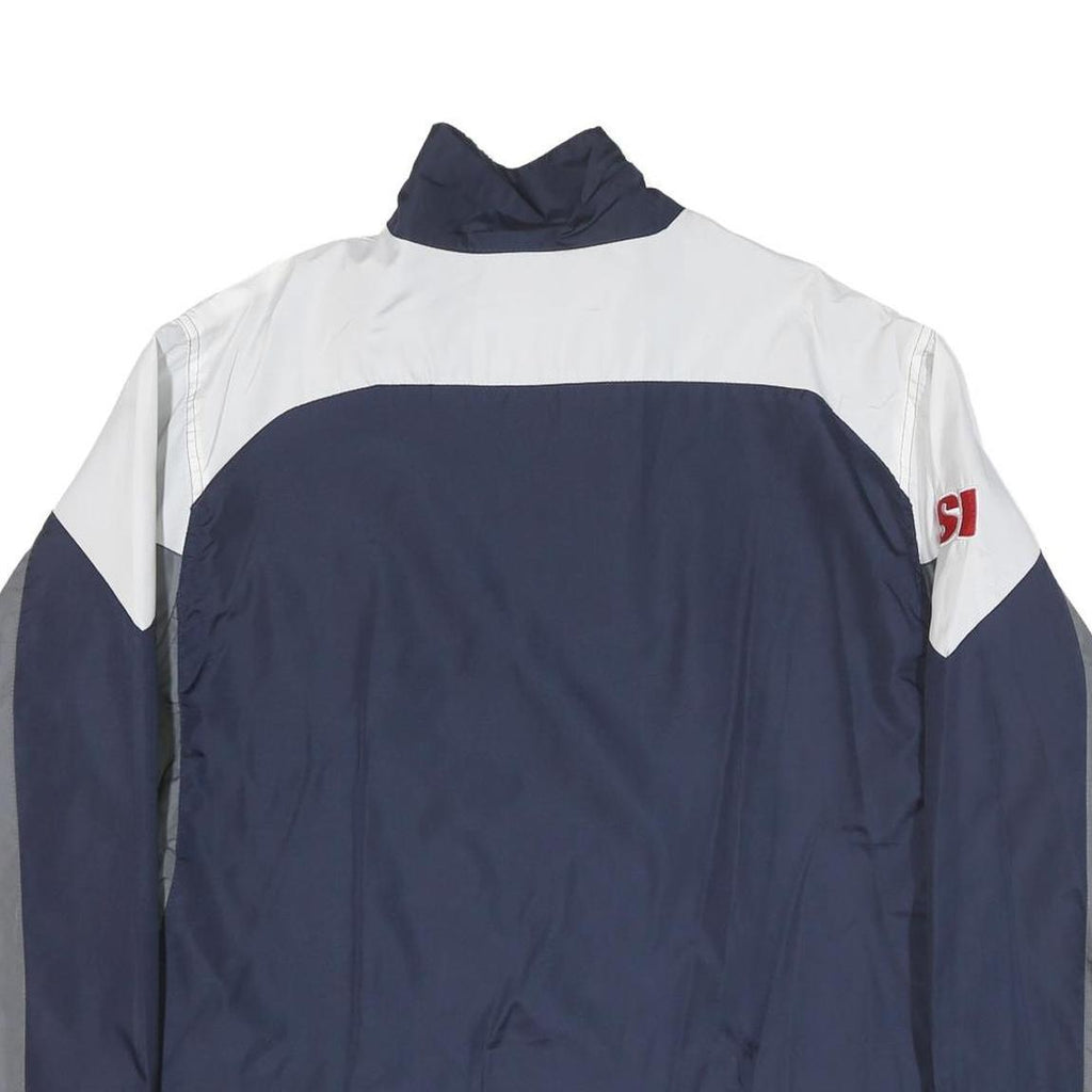 NFL Mens Blue & Grey Zip Jacket L Polyester Blend Striped Sports Team Casual