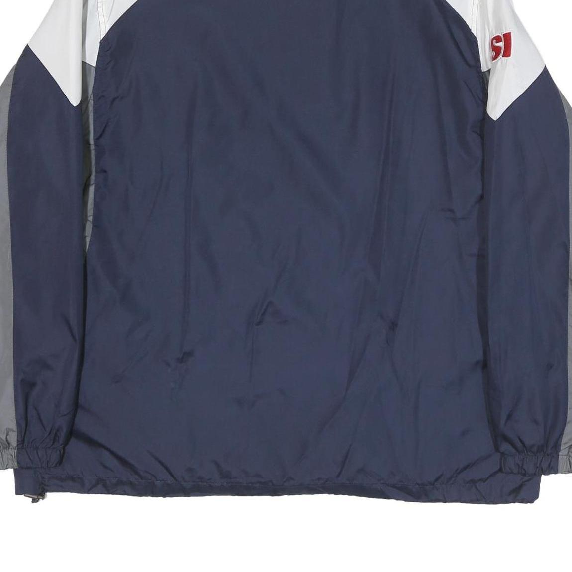 NFL Mens Blue & Grey Zip Jacket L Polyester Blend Striped Sports Team Casual