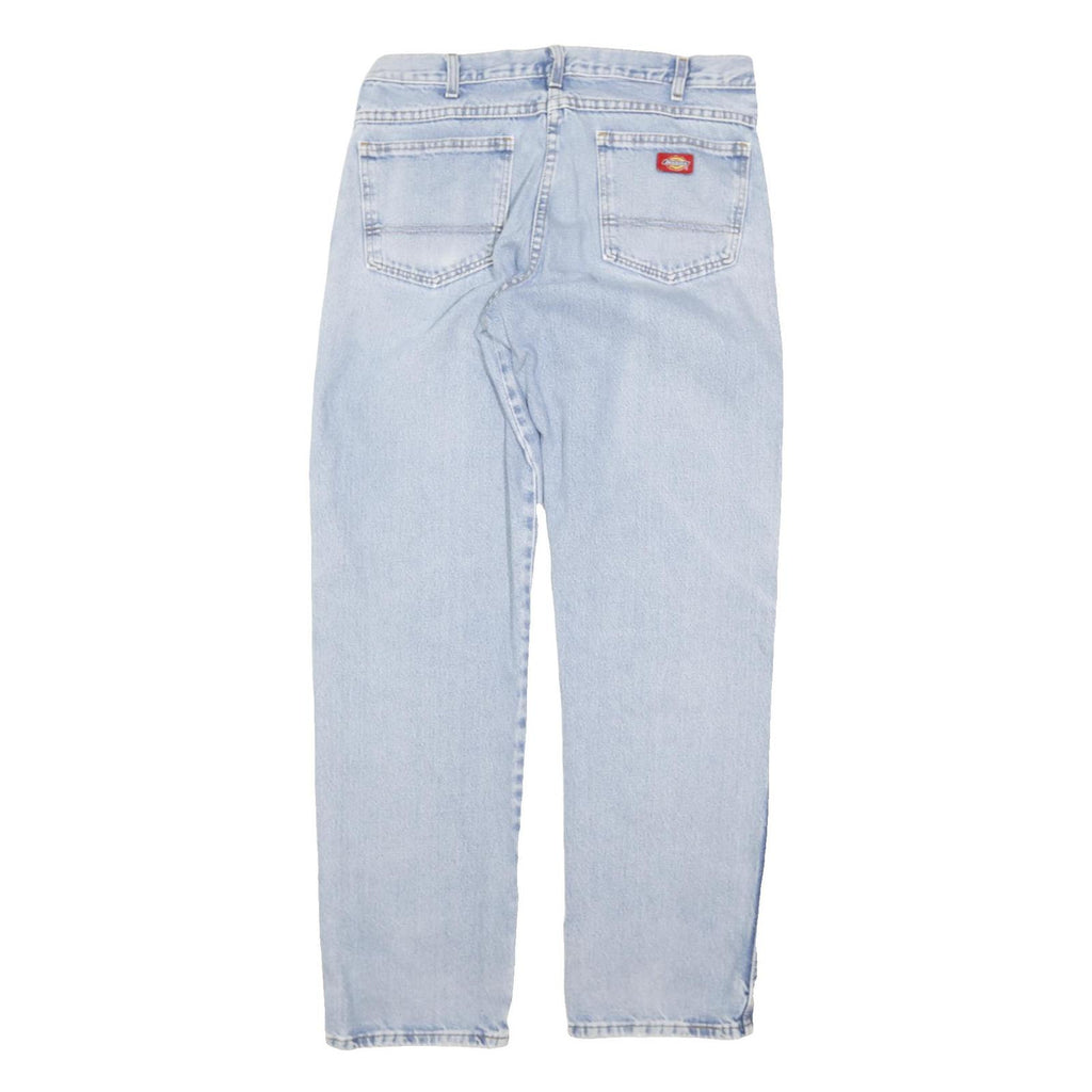 DICKIES Mens Regular Fit Light Blue Denim Jeans W32 L41 Classic Cotton Blend Zip