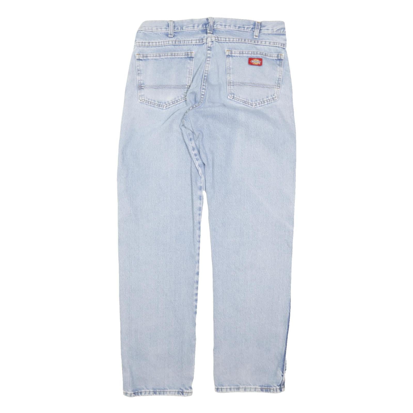 DICKIES Mens Regular Fit Light Blue Denim Jeans W32 L41 Classic Cotton Blend Zip