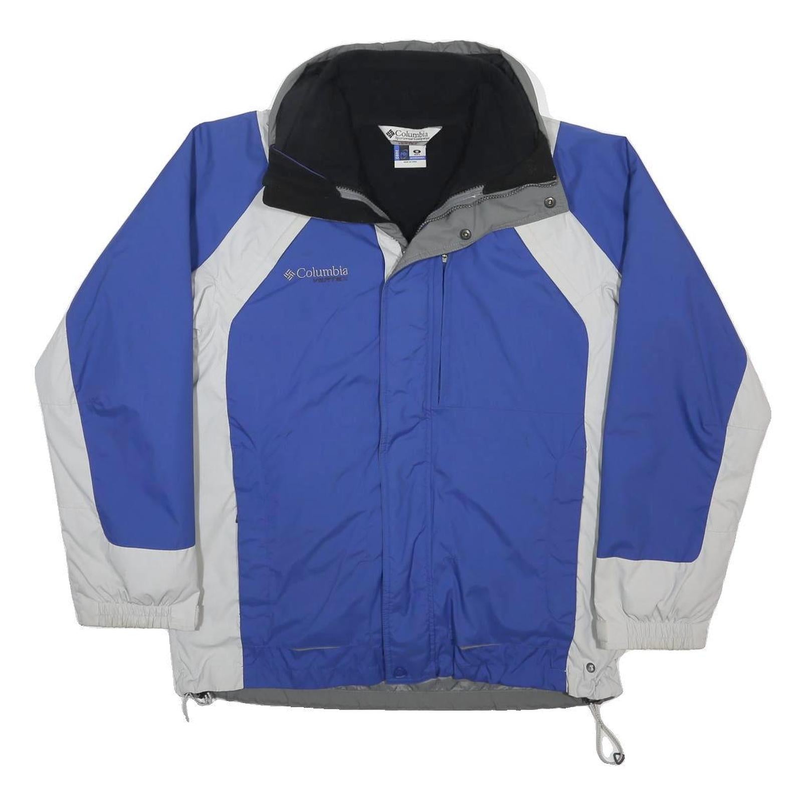 COLUMBIA Mens Blue & Grey Outdoor Jacket M Nylon Colourblock Zip
