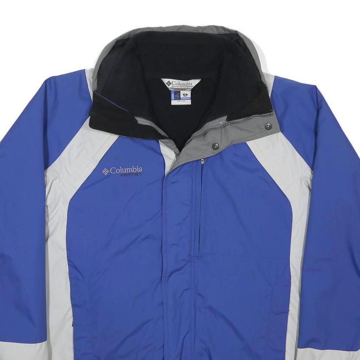 COLUMBIA Mens Blue & Grey Outdoor Jacket M Nylon Colourblock Zip