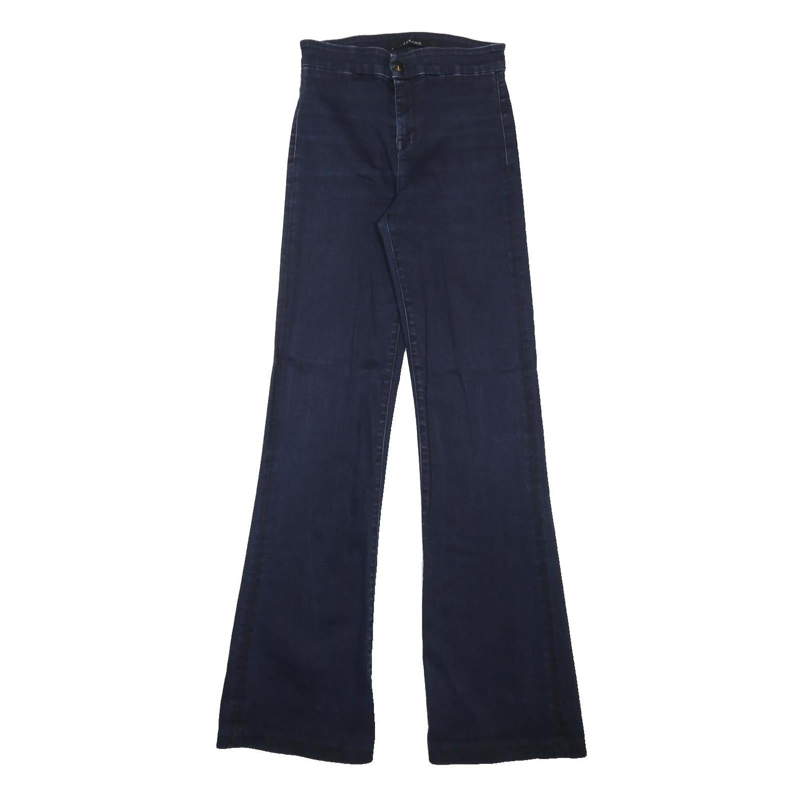 J BRAND Womens Regular Fit Flared Denim Dark Blue W26 L35 Zip Cotton Blend Jeans