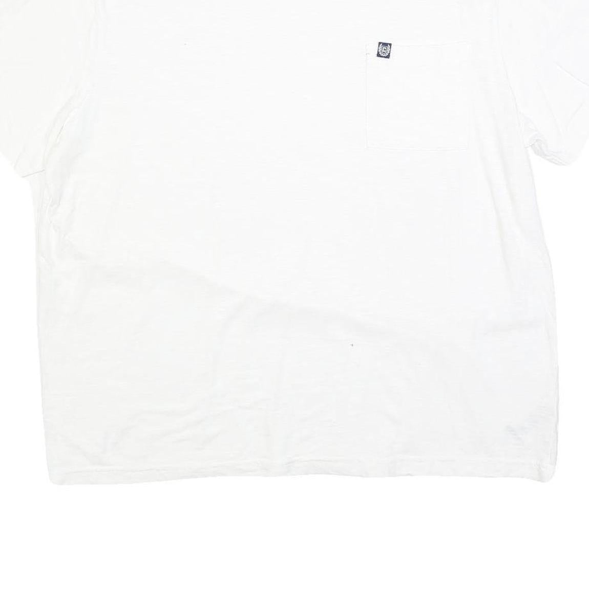 CHAPS Mens White Plain T-Shirt XL Short Sleeve Crew Neck Cotton Blend Pocket