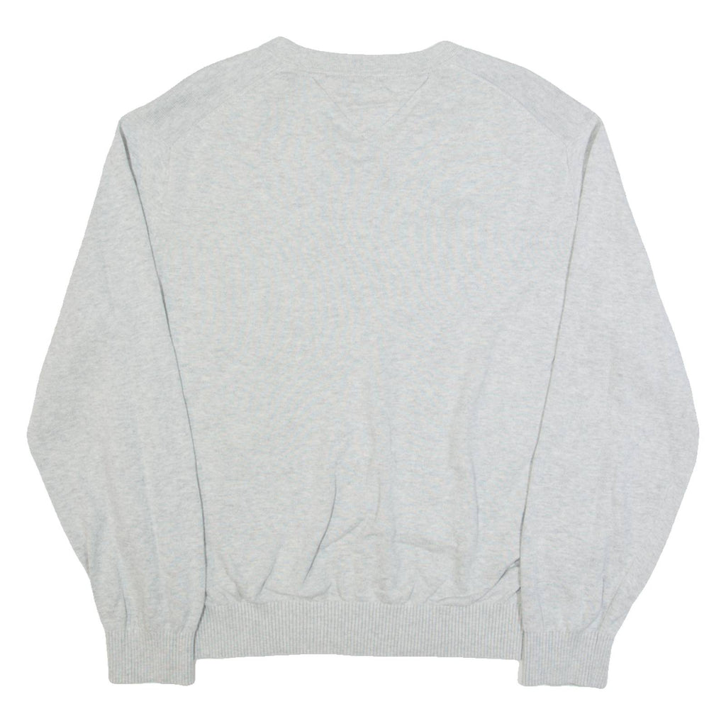 TOMMY HILFIGER Mens Jumper Grey V-Neck Tight Knit L