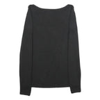 TOMMY HILFIGER Womens Black Plain Jumper Square Neck Basic Knit M Casual Cotton