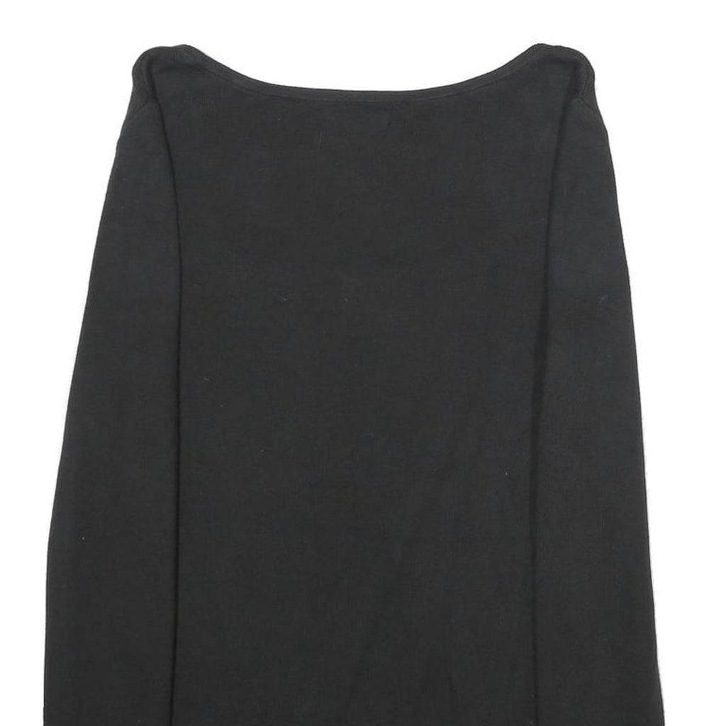 TOMMY HILFIGER Womens Black Plain Jumper Square Neck Basic Knit M Casual Cotton